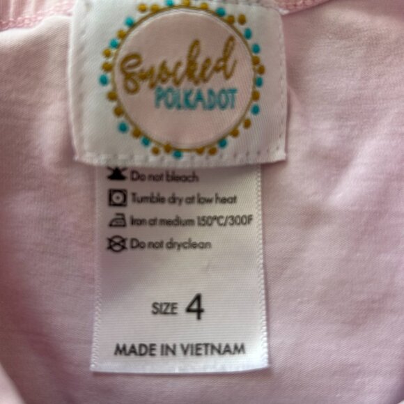 Boutique Care Bears Smocked  Puff Sleeve Girls Pink Tee T-Shirt Size 4 - Picture 6 of 11